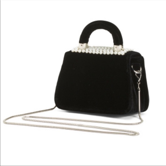 Zara Velvet Mini Pearl Crossbody Convertible Bag - Picture 2 of 8